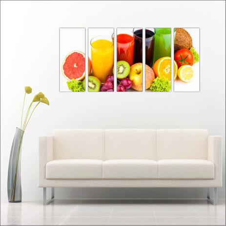 Quadro Decorativo Gourmet Frutas Sucos Cozinhas Restaurantes Mosaico 5 Peças GG14 - Vital quadros do brasil Menor preço em Quadro Decorativo Gourmet Frutas Sucos Cozinhas Restaurantes Mosaico 5 Peças GG14 - Vital quadros do brasil