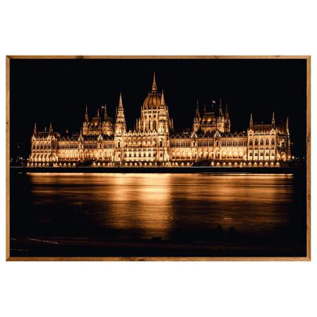 Quadro Decorativo Grande com Moldura Rústica Parlamento de Budapeste 150x100cm - Decore pronto Menor preço em Quadro Decorativo Grande com Moldura Rústica Parlamento de Budapeste 150x100cm - Decore pronto