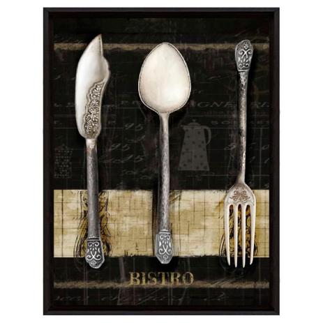 Quadro Decorativo Impressão Digital em Tela Bistrô Talher de Prata 30x40cm - Decore pronto Menor preço em Quadro Decorativo Impressão Digital em Tela Bistrô Talher de Prata 30x40cm - Decore pronto