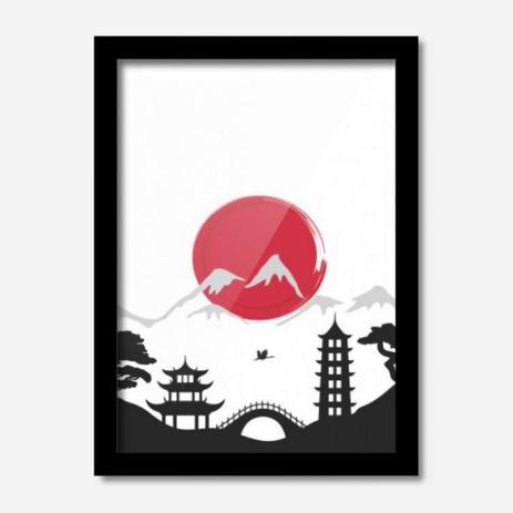 Quadro Decorativo Japão Bandeira 33cmx24cm Los Quadros Preto Menor preço em Quadro Decorativo Japão Bandeira 33cmx24cm Los Quadros Preto