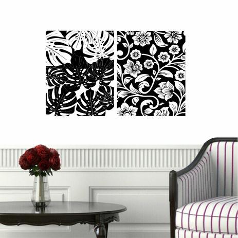 Quadro Decorativo Jungle Preto em Branco Natureza em 2 Telas - Quadros mais é boa?