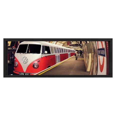 Quadro Decorativo Kombi Metrô Vermelha e Branca 90x30cm - Decore pronto Menor preço em Quadro Decorativo Kombi Metrô Vermelha e Branca 90x30cm - Decore pronto