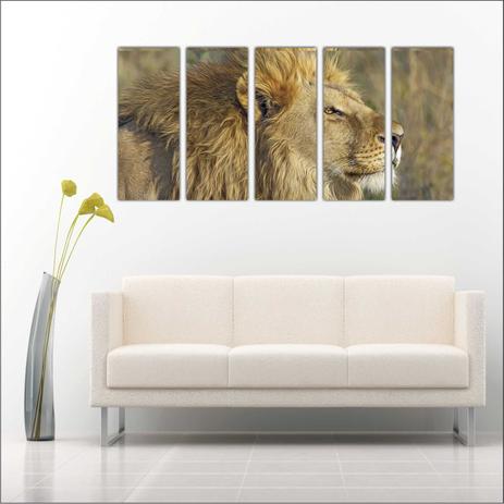 Quadro Decorativo Leão Decoração Salas Interiores 5 Peças GG - Vital Menor preço em Quadro Decorativo Leão Decoração Salas Interiores 5 Peças GG - Vital