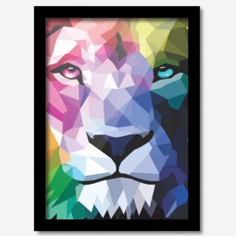 Quadro Decorativo Leão Rosto Geométrico 33cmx24cm Los Quadros Preto Menor preço em Quadro Decorativo Leão Rosto Geométrico 33cmx24cm Los Quadros Preto