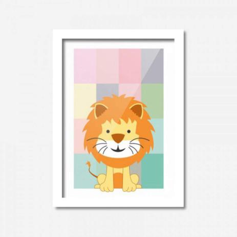 Quadro Decorativo Leãozinho Rosa Baby 45cmx33cm Los Quadros Branco é boa?