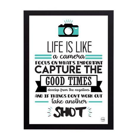 Quadro Decorativo Life is Like a Camera 33x45cm - Cantaki Menor preço em Quadro Decorativo Life is Like a Camera 33x45cm - Cantaki