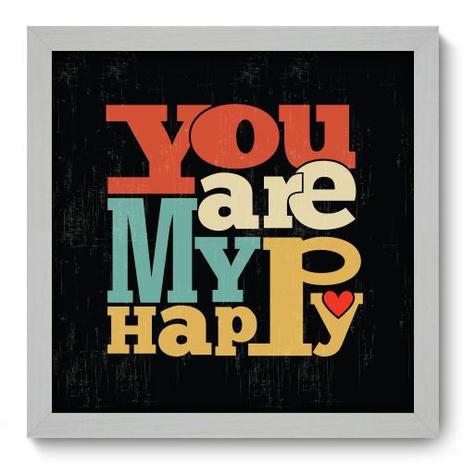 Menor preço em Quadro Decorativo - Make me Happy - 33cm x 33cm - 026qdrb - Allodi