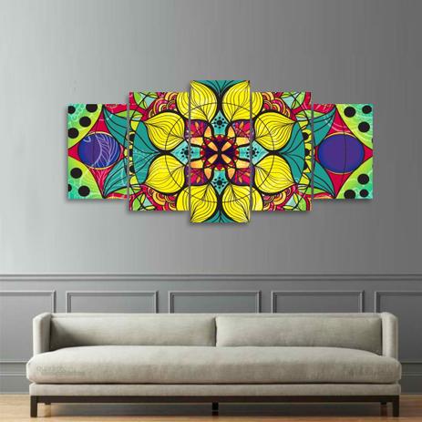 Quadro Decorativo Mandala Colorido Mosaico 5 Pecas 125x60 2 Wall Frame Quadro Decorativo Magazine Luiza