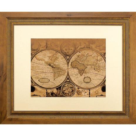 Quadro Decorativo Mapa Mundi Envelhecido com Moldura Dupla 60x50cm - Decore pronto Menor preço em Quadro Decorativo Mapa Mundi Envelhecido com Moldura Dupla 60x50cm - Decore pronto