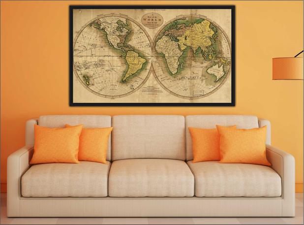 Quadro Decorativo Mapa Mundo Países Continentes Com Moldura T04 - Vital Menor preço em Quadro Decorativo Mapa Mundo Países Continentes Com Moldura T04 - Vital