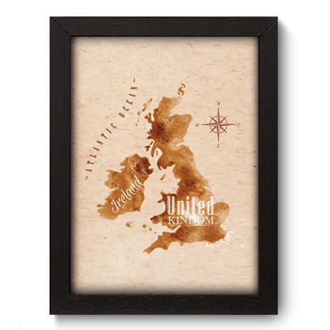 Quadro Decorativo - Mapa Reino Unido e Irlanda - 19cm x 25cm - 098qdvp - Allodi é boa?