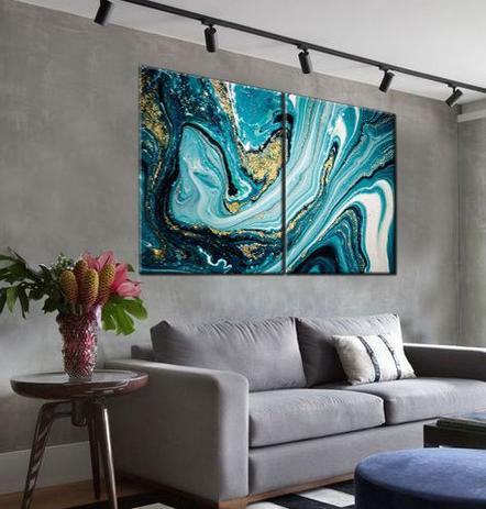 Quadro Decorativo mármore ônix azul abstrato - Arte Quadro Menor preço em Quadro Decorativo mármore ônix azul abstrato - Arte Quadro