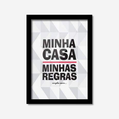 Quadro Decorativo Minha Casa Minhas Regras 45cmx33cm Los Quadros Preto Menor preço em Quadro Decorativo Minha Casa Minhas Regras 45cmx33cm Los Quadros Preto