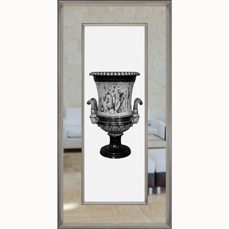 Quadro Decorativo Moderno Margem com Espelho Ânfora em Preto e Branco 55x115cm - Decore pronto Menor preço em Quadro Decorativo Moderno Margem com Espelho Ânfora em Preto e Branco 55x115cm - Decore pronto