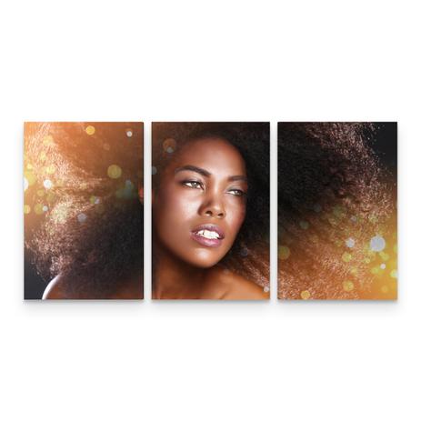 Quadro Decorativo Mulher Beleza Negra Cabeleireiro 3 Telas - Bimper Menor preço em Quadro Decorativo Mulher Beleza Negra Cabeleireiro 3 Telas - Bimper