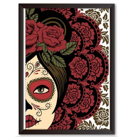 Quadro Decorativo - Mulher Caveira Mexicana - 34x24cm - Cool art Menor preço em Quadro Decorativo - Mulher Caveira Mexicana - 34x24cm - Cool art