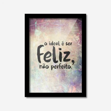 Menor preço em Quadro Decorativo O Ideal É Ser Feliz 45cmx33cm Los Quadros Preto