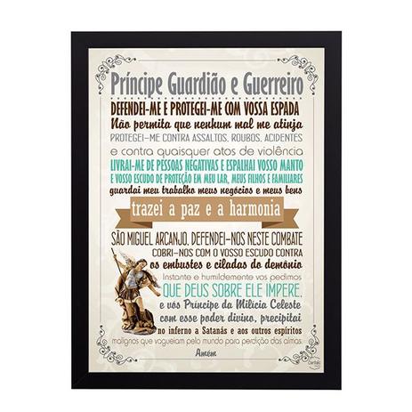 Quadro Decorativo Oração de São Miguel Arcanjo 33x45cm - Cantaki é boa?