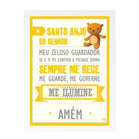 Quadro Decorativo Oração do Santo Anjo Amarelo 24x33cm - Cantaki Menor preço em Quadro Decorativo Oração do Santo Anjo Amarelo 24x33cm - Cantaki