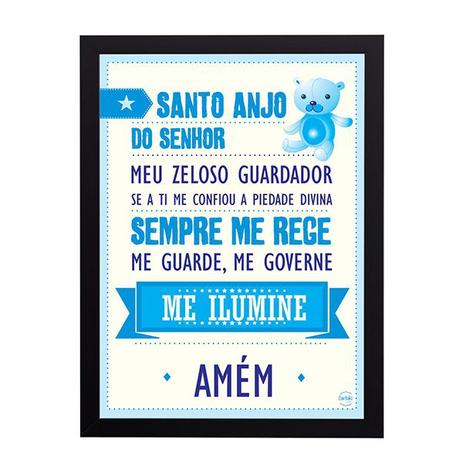 Quadro Decorativo Oração do Santo Anjo Azul 33x45cm - Cantaki Menor preço em Quadro Decorativo Oração do Santo Anjo Azul 33x45cm - Cantaki