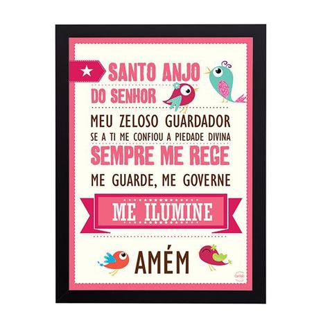 Quadro Decorativo Oração do Santo Anjo Passarinhos 33x45cm - Cantaki Menor preço em Quadro Decorativo Oração do Santo Anjo Passarinhos 33x45cm - Cantaki