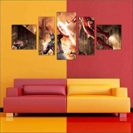 Quadro Decorativo Os Vingadores Salas Quartos 5 Peças TT6 - Vital Menor preço em Quadro Decorativo Os Vingadores Salas Quartos 5 Peças TT6 - Vital