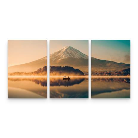 Quadro Decorativo Paisagem Barco Monte Fuji Japão 3 Telas - Bimper Menor preço em Quadro Decorativo Paisagem Barco Monte Fuji Japão 3 Telas - Bimper