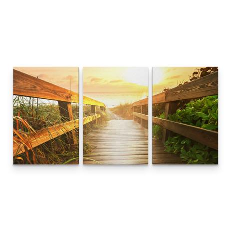 Quadro Decorativo Paisagem Ponte Pôr do Sol Sala Em 3 Telas - Bimper Menor preço em Quadro Decorativo Paisagem Ponte Pôr do Sol Sala Em 3 Telas - Bimper