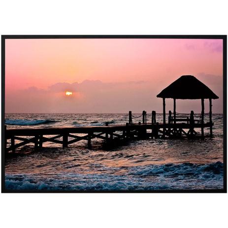 Quadro Decorativo Paisagem Pôr do Sol em Praia com Pier 120x80cm - Decore pronto Menor preço em Quadro Decorativo Paisagem Pôr do Sol em Praia com Pier 120x80cm - Decore pronto