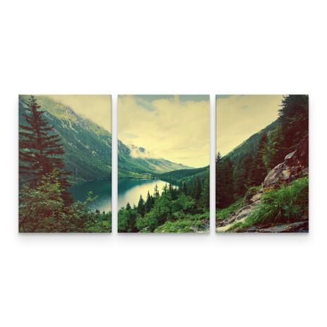 Quadro Decorativo Paisagem Vale Montanhas Rio Arte 3 Telas - Bimper Menor preço em Quadro Decorativo Paisagem Vale Montanhas Rio Arte 3 Telas - Bimper