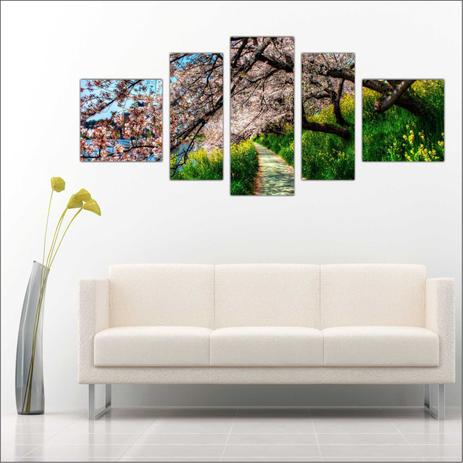 Quadro Decorativo Paisagens Árvores Caminho Com 5 Peças - Vital Menor preço em Quadro Decorativo Paisagens Árvores Caminho Com 5 Peças - Vital