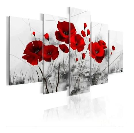 Quadro Decorativo Para Sala Quarto Flor Papoula Vermelha - Mr Decorações / Paradecoração Menor preço em Quadro Decorativo Para Sala Quarto Flor Papoula Vermelha - Mr Decorações / Paradecoração