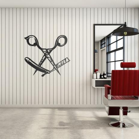 Quadro Decorativo Parede Barbearia Tesoura E Navalha 60cm - Decoraê é boa?