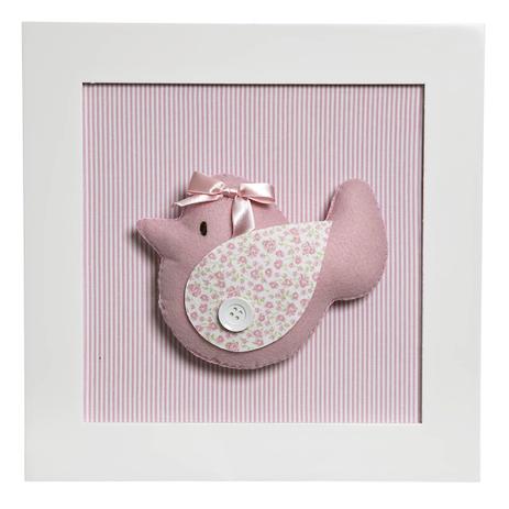 Quadro Decorativo Pássaro Rosa Quarto Bebê Infantil Menina - Potinho de mel Menor preço em Quadro Decorativo Pássaro Rosa Quarto Bebê Infantil Menina - Potinho de mel