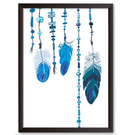 Quadro Decorativo - Penas Azuis Penduradas - 34x24cm - Cool art é ruim? Quadro Decorativo - Penas Azuis Penduradas - 34x24cm - Cool art é boa?