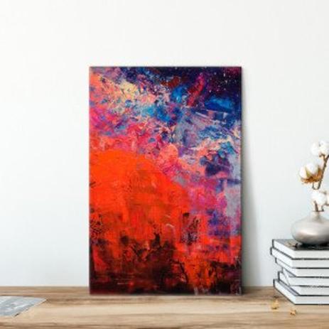Quadro decorativo pintura a óleo vermelho azul - NEYRAD Menor preço em Quadro decorativo pintura a óleo vermelho azul - NEYRAD