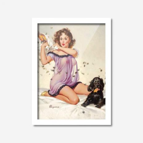 Menor preço em Quadro Decorativo Pinup Cachorro Los Quadros Branco