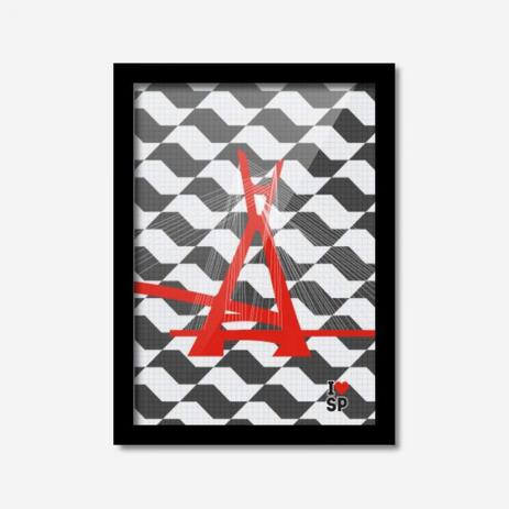 Quadro Decorativo Ponte Estaiada São Paulo Los Quadros Preto Menor preço em Quadro Decorativo Ponte Estaiada São Paulo Los Quadros Preto