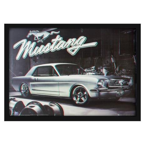 Quadro Decorativo Poster 3D Ford Mustang Prata 1966 - 70x50cm - Decore pronto Menor preço em Quadro Decorativo Poster 3D Ford Mustang Prata 1966 - 70x50cm - Decore pronto