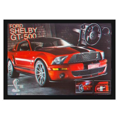 Quadro Decorativo Poster 3D Ford Shelby GT-500 Vermelho 70x50cm - Decore pronto Menor preço em Quadro Decorativo Poster 3D Ford Shelby GT-500 Vermelho 70x50cm - Decore pronto