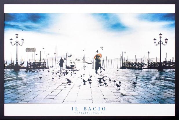 Quadro Decorativo Poster Beijo em Veneza s/ Vidro 90x60cm - Decore pronto Menor preço em Quadro Decorativo Poster Beijo em Veneza s/ Vidro 90x60cm - Decore pronto