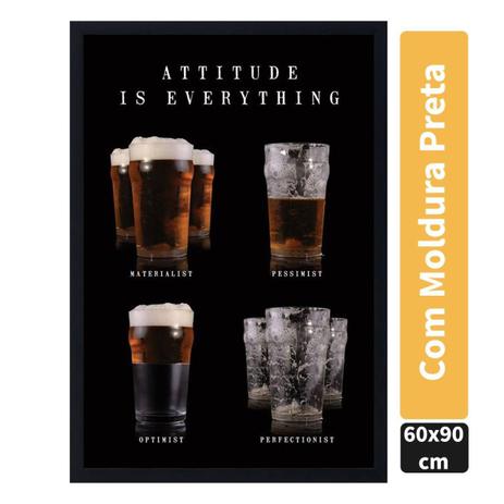 Quadro Decorativo Poster Copos de Cerveja Atitude é Tudo s/ Vidro 60x90cm - Decore pronto Menor preço em Quadro Decorativo Poster Copos de Cerveja Atitude é Tudo s/ Vidro 60x90cm - Decore pronto