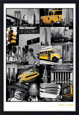 Quadro Decorativo Poster s/ Vidro Pontos Turísticos de Nova York 60x90cm - Decore pronto Menor preço em Quadro Decorativo Poster s/ Vidro Pontos Turísticos de Nova York 60x90cm - Decore pronto