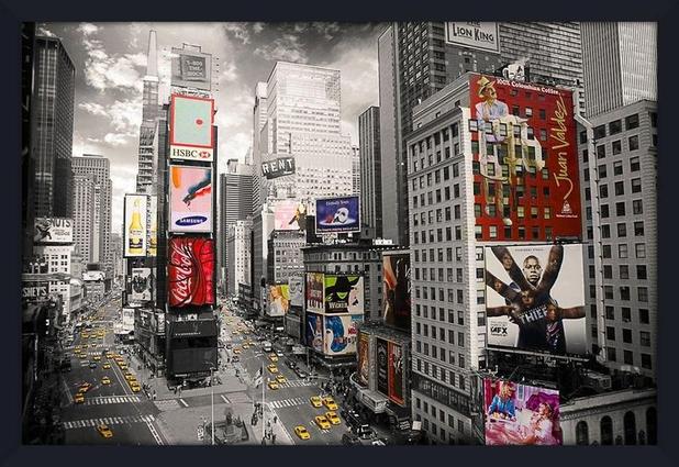 Quadro Decorativo Poster s/ Vidro Times Square Mol. Preta 94x64cm - Decore pronto Menor preço em Quadro Decorativo Poster s/ Vidro Times Square Mol. Preta 94x64cm - Decore pronto