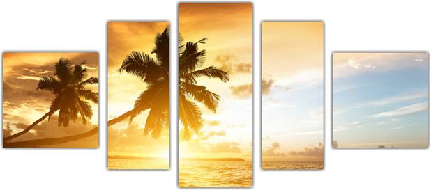 Quadro Decorativo Praia Coqueiros Mar Sol Paisagem 5 Peças - Vital Menor preço em Quadro Decorativo Praia Coqueiros Mar Sol Paisagem 5 Peças - Vital