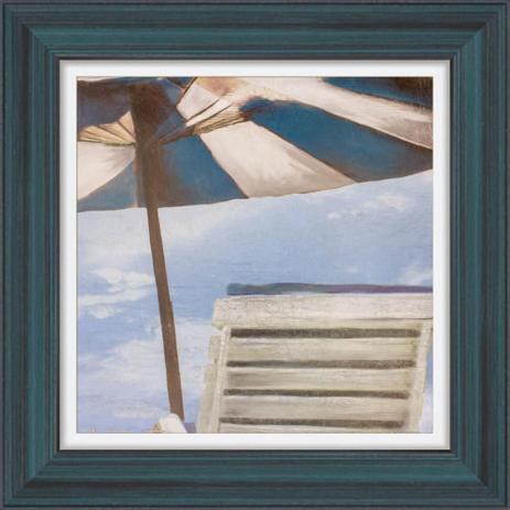 Quadro Decorativo Praia Guarda Sol Azul e Branco Cadeira 40x40cm - Decore pronto Menor preço em Quadro Decorativo Praia Guarda Sol Azul e Branco Cadeira 40x40cm - Decore pronto