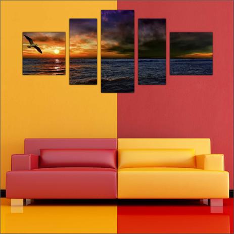 Quadro Decorativo Praia Mar Paisagens Mosaico 5 Peças TT16 - Vital Menor preço em Quadro Decorativo Praia Mar Paisagens Mosaico 5 Peças TT16 - Vital