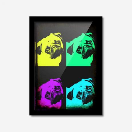 Quadro Decorativo Pug Colorido 45cmx33cm Los Quadros Preto é boa?
