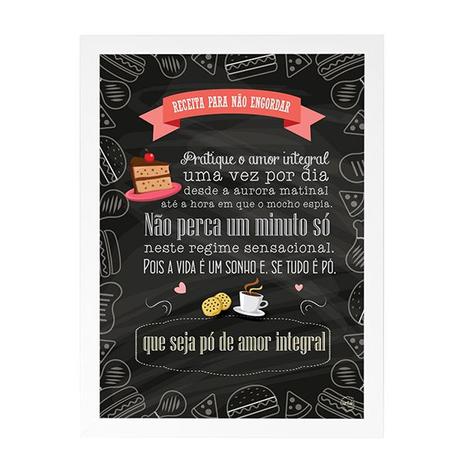Quadro Decorativo Receita pra Não Engordar 33x45cm - Cantaki Menor preço em Quadro Decorativo Receita pra Não Engordar 33x45cm - Cantaki