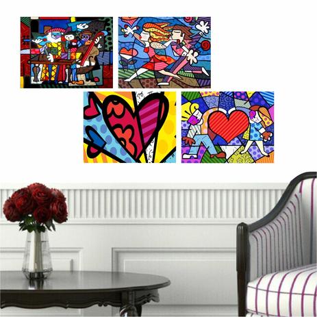 Quadro Decorativo Releitura Pinturas Romero Britto - Quadros mais Menor preço em Quadro Decorativo Releitura Pinturas Romero Britto - Quadros mais
